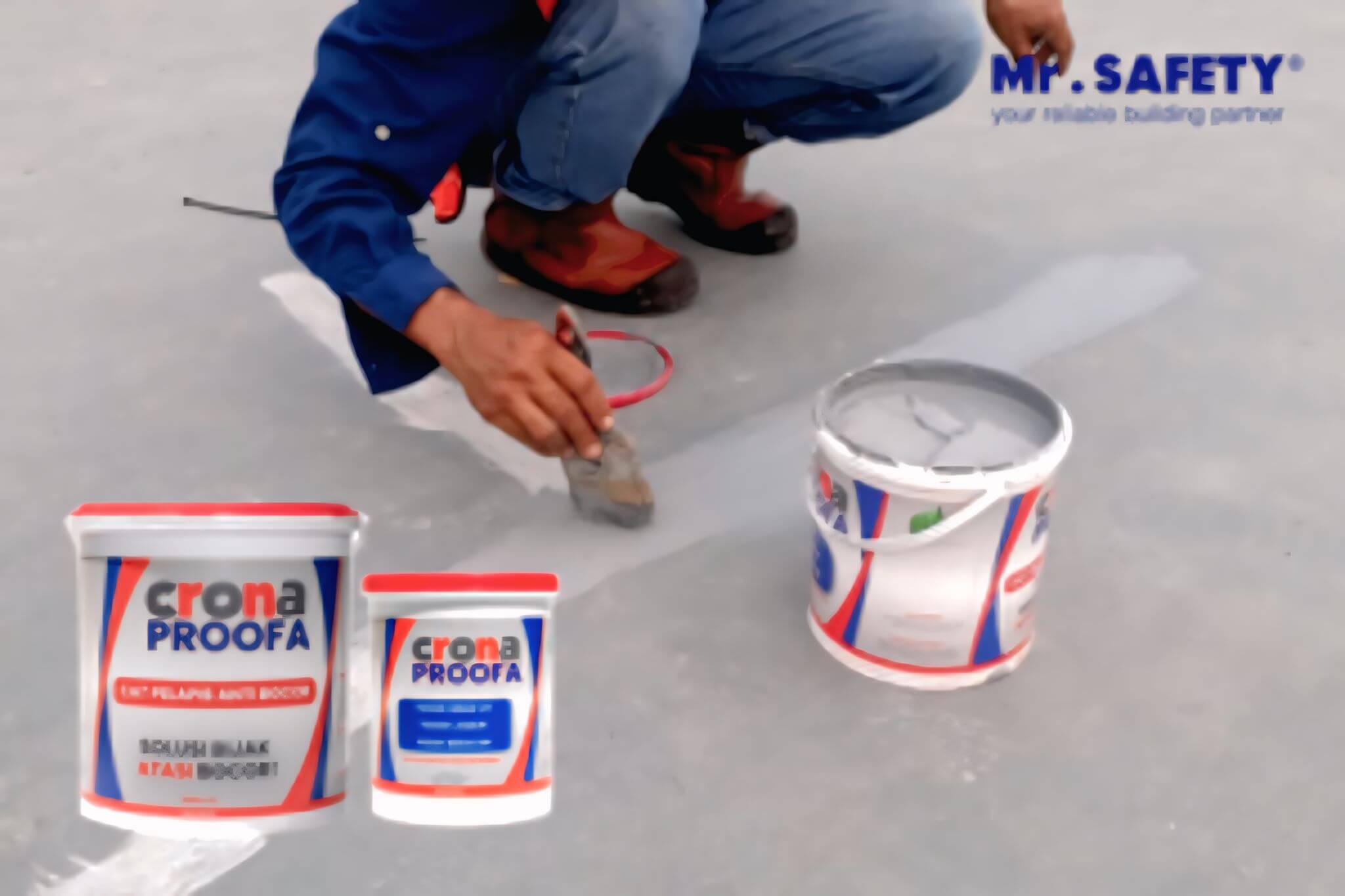 waterproofing dak beton, Cat pelapis anti bocor, waterproofing dinding, cat anti bocor, lapisan anti bocor, Waterproofing Cronaproofa 1K.