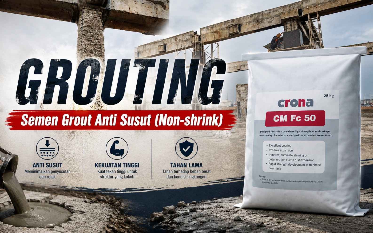 Grouting, Kenal Lebih Dekat dengan Semen Grouting Anti Susut