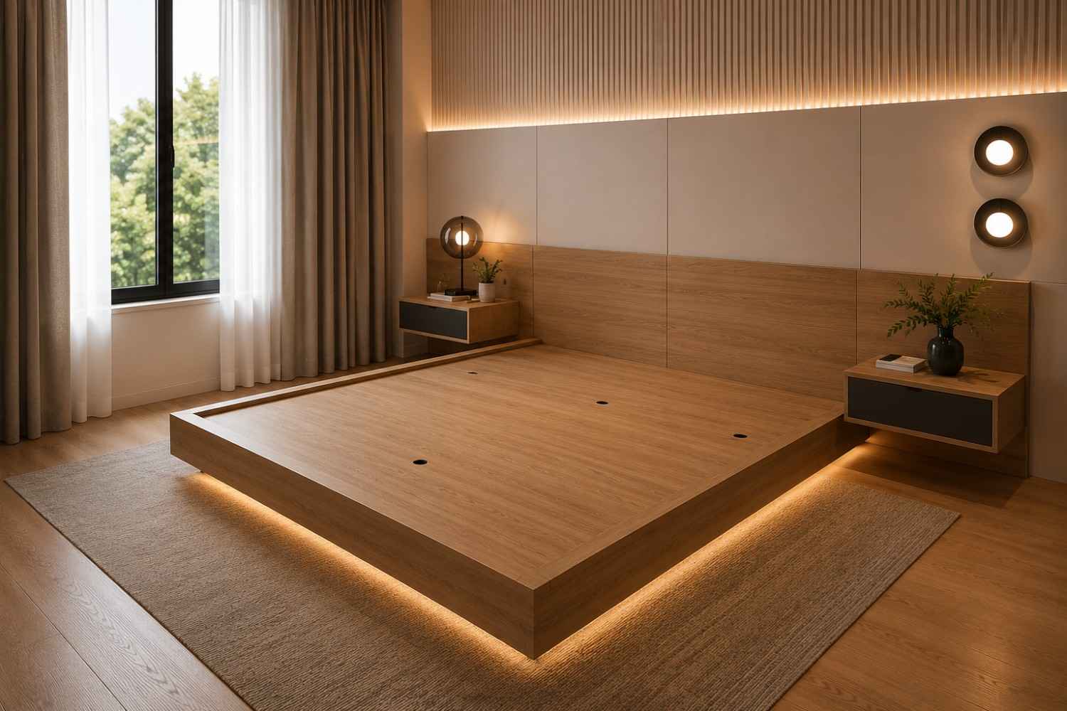 tatami bed, kamar japandi, japandi bed, HPL, pvc sheet, decosheet, veneer kayu, lem HPL, lem pvc sheet, lem decosheet, lem veneer kayu, lem waterbased, lem tidak bau, lem putih, japanese bed, lem crona wow, lem crona, crona