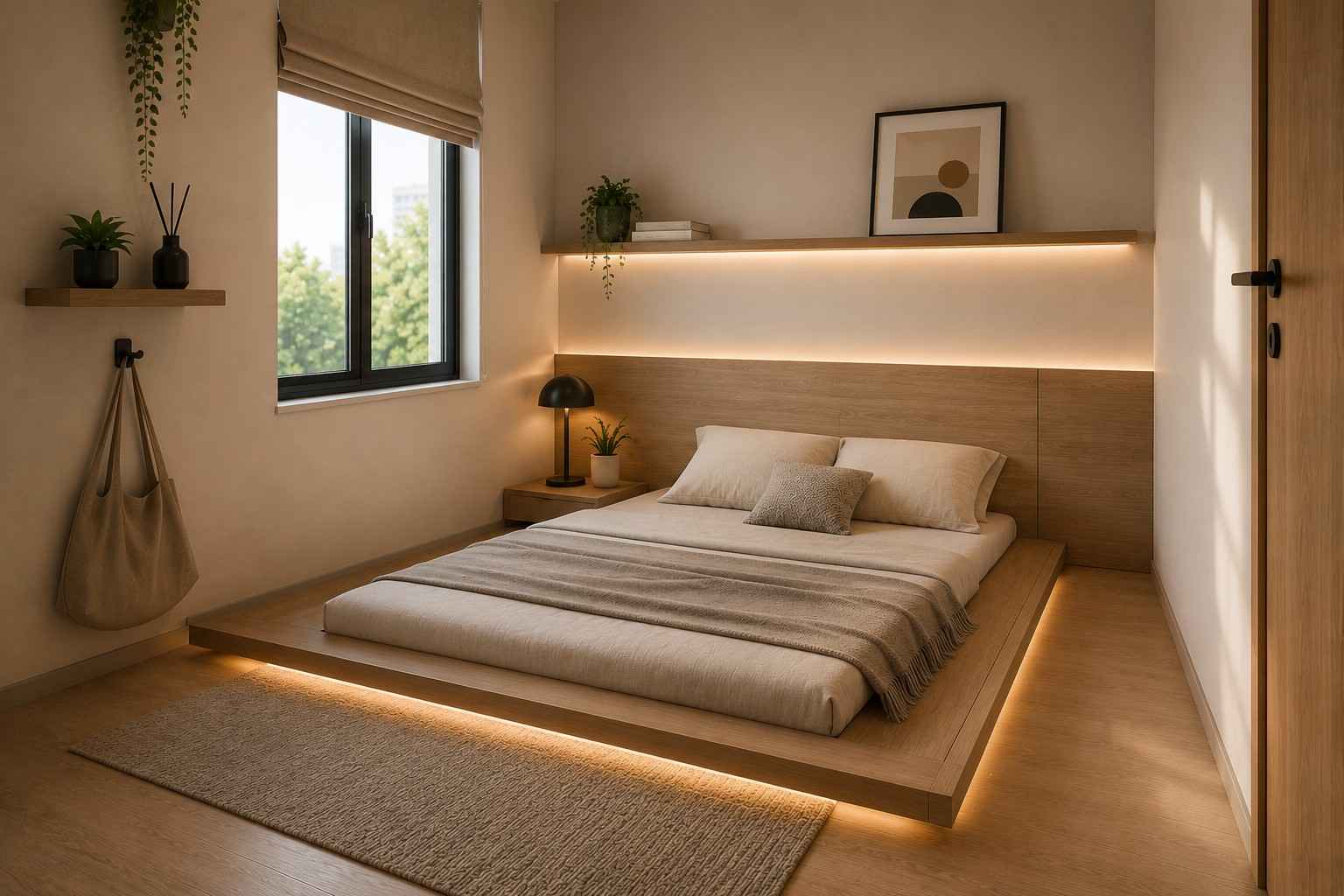 tatami bed, kamar japandi, japandi bed, HPL, pvc sheet, decosheet, veneer kayu, lem HPL, lem pvc sheet, lem decosheet, lem veneer kayu, lem waterbased, lem tidak bau, lem putih, japanese bed, lem crona wow, lem crona, crona