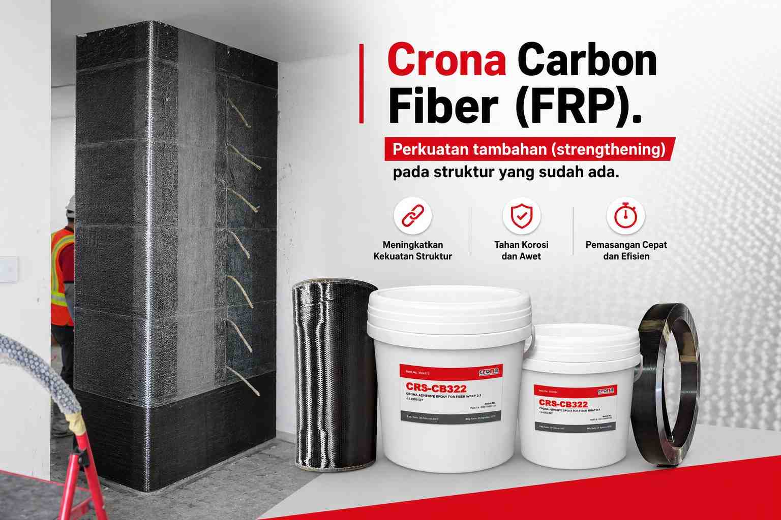 FRP (Fiber Reinforced Polymer) - Crona Carbon Fiber (FRP) Perkuatan Struktur Beton