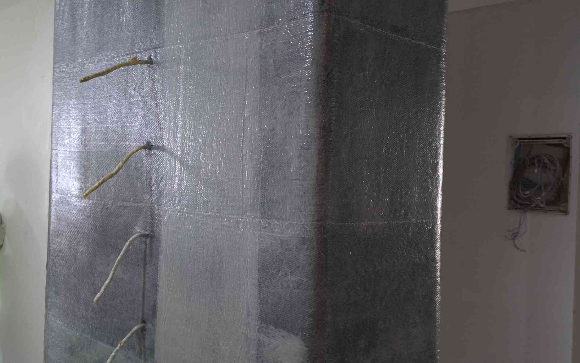 FRP, Crona Carbon fiber, perkuatan beton, perkuatan kolom, Crona, Carbon fiber beton, aplikator FRP