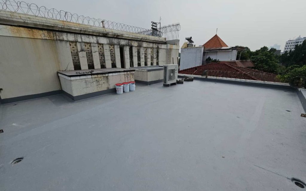 waterproofing dak beton, cronaproofa hybrid pu 1k, waterproofing pu, pelapis anti bocor, project reference, perbaikan atap bocor, perbaikan dak beton bocor