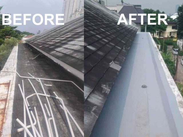 Pengerjaan Waterproofing Dak Atap dengan Cronaproofa Hybrid PU 1K