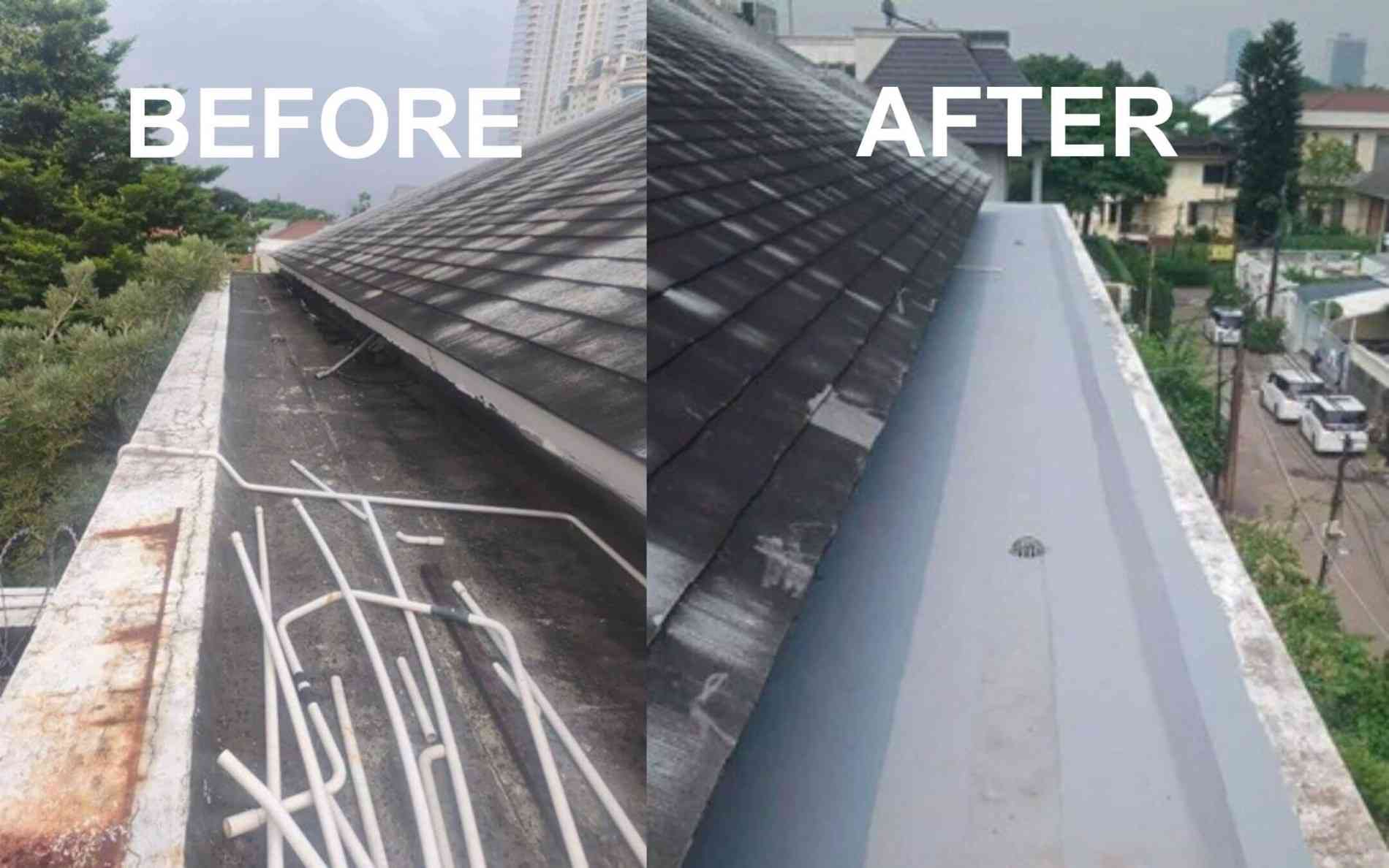 Pengerjaan Waterproofing Dak Atap dengan Cronaproofa Hybrid PU 1K