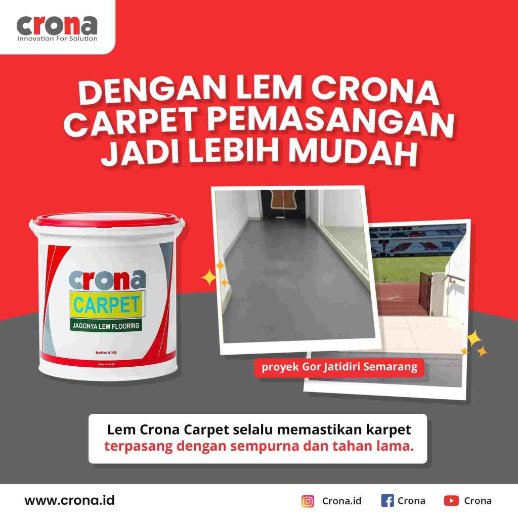 Lem Vinyl Lantai dan Karpet Lantai untuk Ruangan Interior & Area Komersial, lem vinyl lantai, lem karpet lantai, lem crona, lem crona carpet, lem waterbased, lem tidak berbau, lem karpet