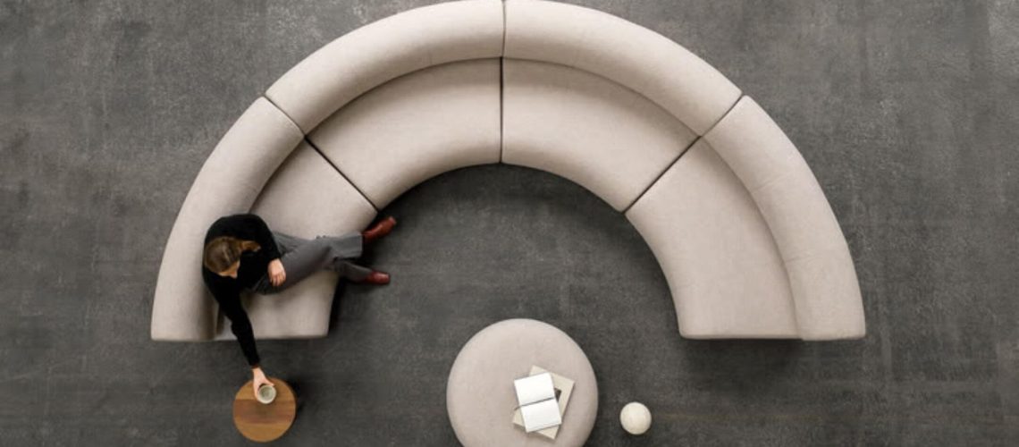 Furniture 2026, DIY 2026, lem kayu, tren furniture dan tren mebel. Lem Crona 234 SR. Sofa setengah lingkaran